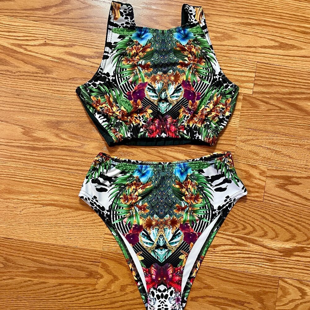 Pole Addict polewear Jungle Set top (M) and bottom (L)